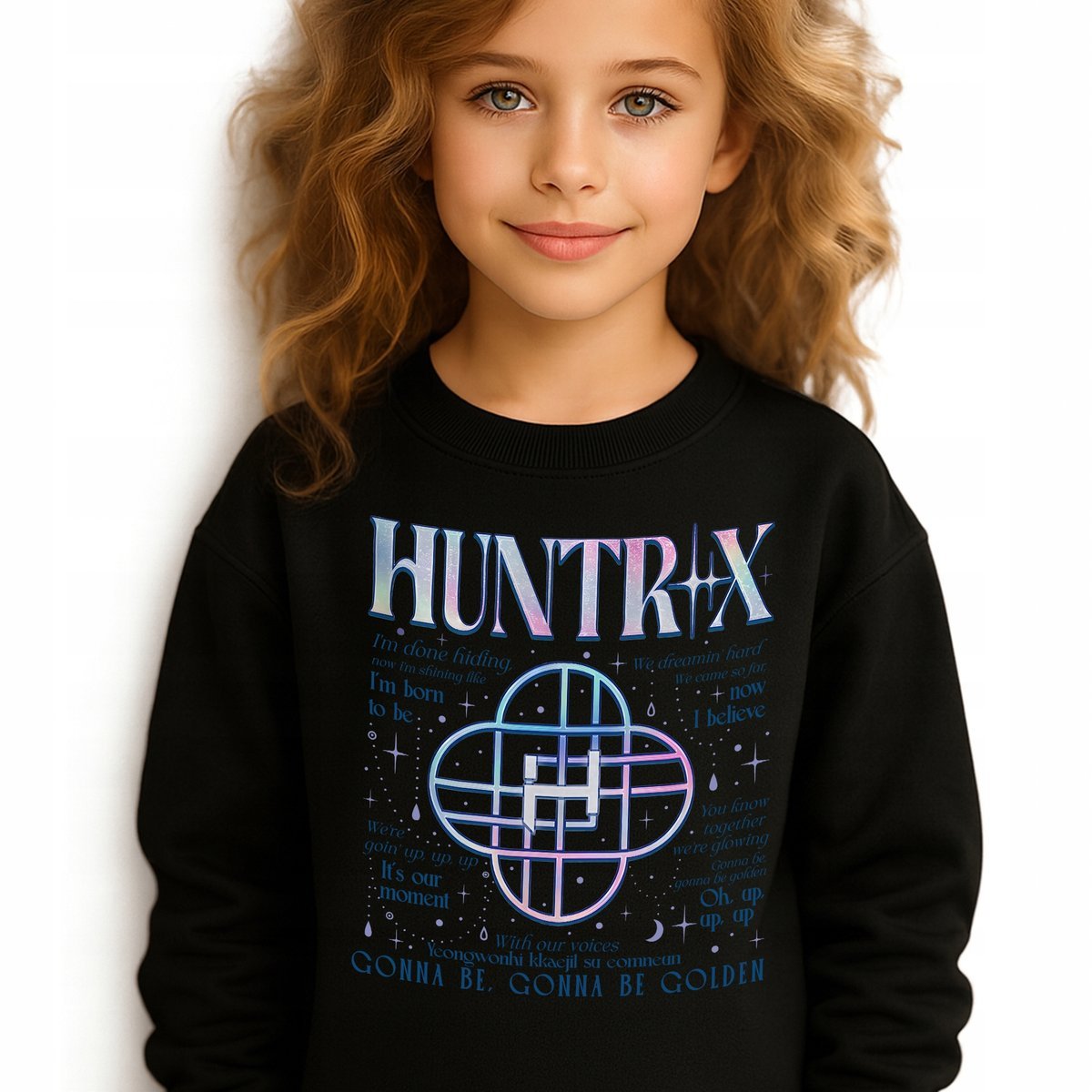 Bluza Dziecięca Czarna HUNTRIX AFFIRMATION K-pop Muzyka Wzory Rozm 152 cm