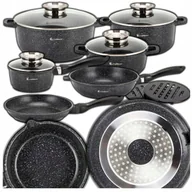 Zestawy garnków i patelni - KOMPLET GARNKÓW MARMUROWYCH 14el ZESTAW GARNKÓW DO ZAPIEKANIA AROMA KNOB XL - miniaturka - grafika 1