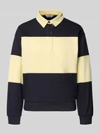 Bluzy damskie - Bluza z kołnierzykiem polo i wyhaftowanym logo - miniaturka - grafika 1