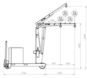 Wyposażenie gospodarstwa rolnego - LIFERAIDA Żurawik z przeciwwagą, napęd ręczny, podnoszenie ręczne + Generator ozonu za 1 złotych! (udźwig: 500-1000 kg, wys. podnoszenia: 1920-2640 mm) 03079929 - miniaturka - grafika 1