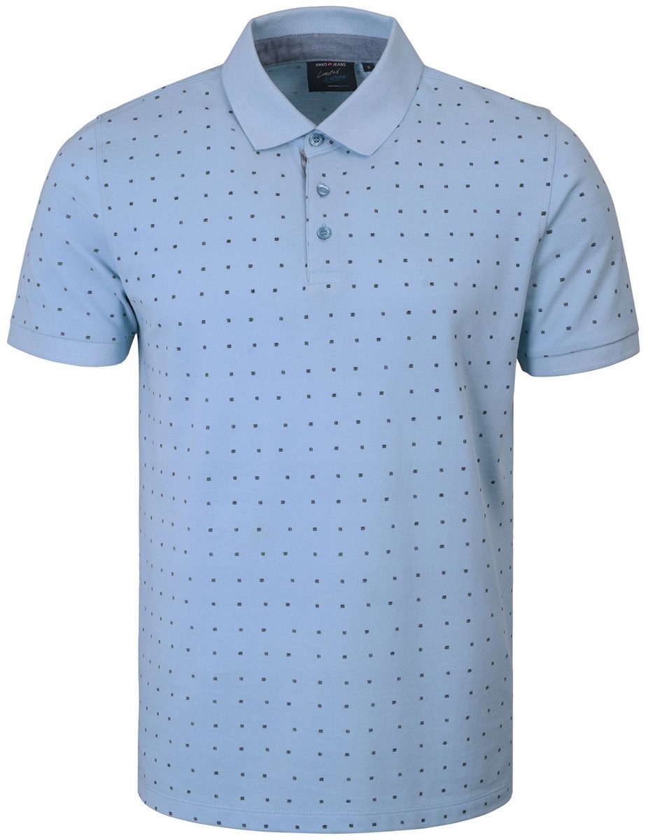 POLO Koszulka Męska BŁĘKITNA Bawełniana PALADIUM Elegancka 3XL Pako Jeans