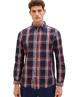 Koszule męskie - TOM TAILOR Męska koszula o regularnym kroju w kratę z bawełny, 32936-Navy Red Check, L - miniaturka - grafika 1