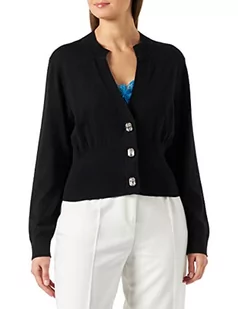 Pinko Damski kardigan MAGNESIO Comfort Mgła Henley, Z99_Nero Limousine, M, Z99_nero limuzyna, M - Swetry damskie - miniaturka - grafika 1
