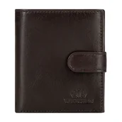 Paski - Męski portfel skórzany z zapięciem na pasek z napą brązowy - miniaturka - grafika 1