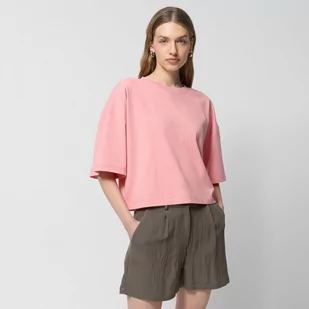 Damski t-shirt basic Outhorn OTHWSS24TTSHF1485 - różowy - Koszulki sportowe damskie - miniaturka - grafika 1