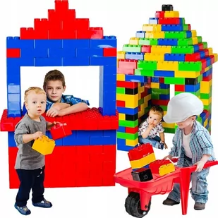 KLOCKI CEGŁY BUDOWLANE Kolorowe dla DZIECI DUŻE GIGANT, 141 el - Klocki - miniaturka - grafika 1