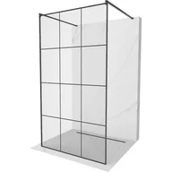Ścianki i drzwi prysznicowe - Mexen Kioto ścianka prysznicowa wolnostojąca 100 x 200 cm, transparent/czarny wzór 8 mm, czarna - miniaturka - grafika 1