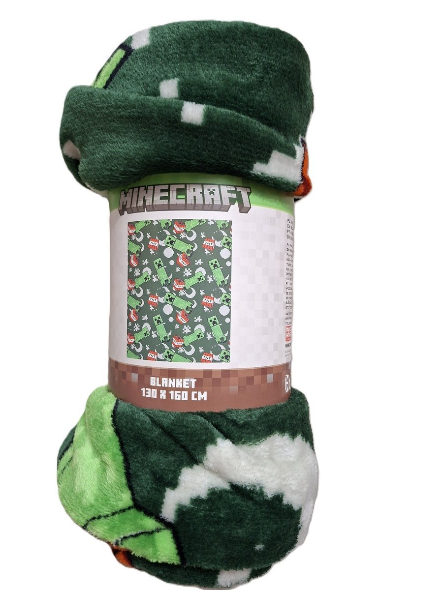 Koc flanelowy MINECRAFT 130x160 zielony