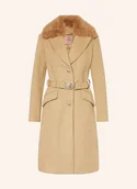 Płaszcze damskie - Guess Płaszcz New Patrice Z Odpinanym Sztucznym Futrem beige - miniaturka - grafika 1