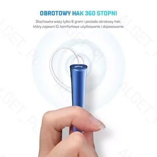 Słuchawka Samochodowa Bluetooth ROCK SPACE Torch Niebieski - Słuchawki bluetooth - miniaturka - grafika 3