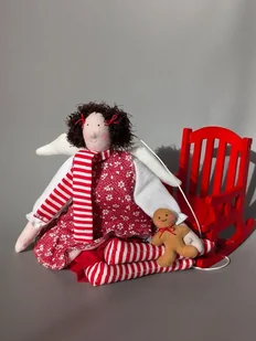 Zawieszka aniołek, lalka tekstylna - Ozdoby bożonarodzeniowe - miniaturka - grafika 1