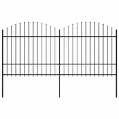 Ogrodzenia - vidaxl Panele ogrodzeniowe z grotami, stal, (1,5-1,75) x 3,4 m, czarne - miniaturka - grafika 1