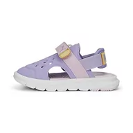 Buty dla chłopców - PUMA Puma Evolve Sandal Ac Inf Sandały przesuwne Unisex Dziecko, Vivid Violet Pearl Pink Light Straw, 24 EU - miniaturka - grafika 1