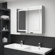 Szafki RTV - Szafka łazienkowa z lustrem i LED, szarość betonu, 80x12x68 cm - miniaturka - grafika 1