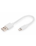 Kable USB - Digitus Kabel do transmisji danych/ładowania USB A/Lightning MFI 0,1m Biały - miniaturka - grafika 1