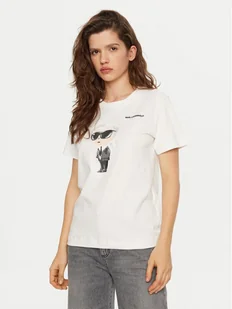 KARL LAGERFELD T-Shirt A1W17130 Biały Regular Fit - Koszulki i topy damskie - miniaturka - grafika 1