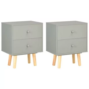 vidaXL Szafki nocne, 2 szt., szare, 40x30x50 cm, lite drewno sosnowe - Szafki nocne - miniaturka - grafika 1