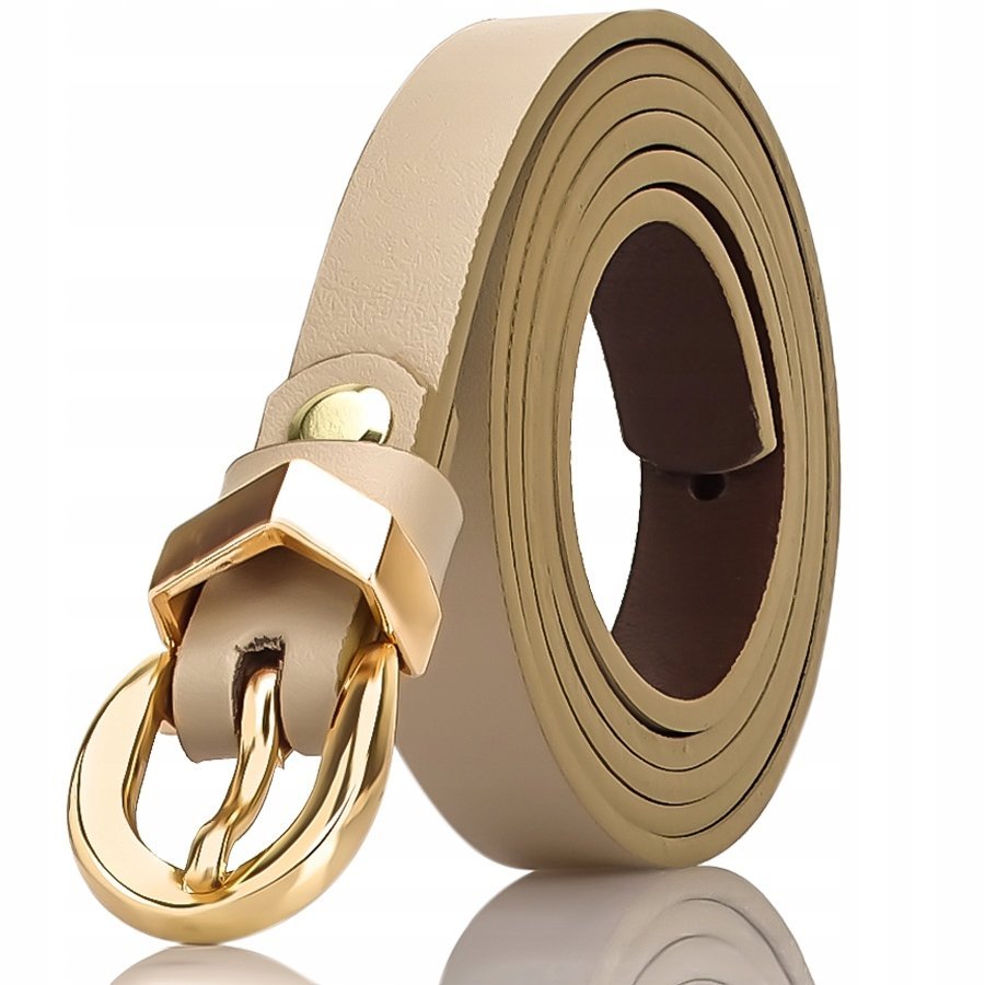 Gracio DAMSKI PASEK beż DO SUKIENKI skórzany