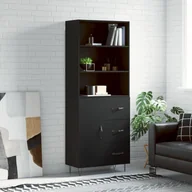 Witryny - vidaXL Witrynka, czarna, 69,5x34x180 cm, materiał drewnopochodny - miniaturka - grafika 1