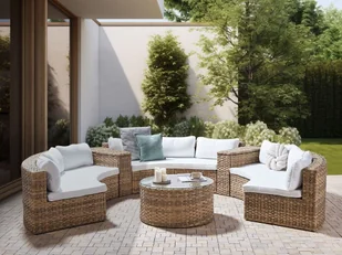 Zestaw ogrodowy z technorattanu 9-osobowy jasnobrązowy SEVERO Lumarko! - Meble ogrodowe Zestaw ogrodowy z technorattanu 9-osobowy jasnobrązowy SEVERO Lumarko! - Meble ogrodowe - miniaturka - grafika 3