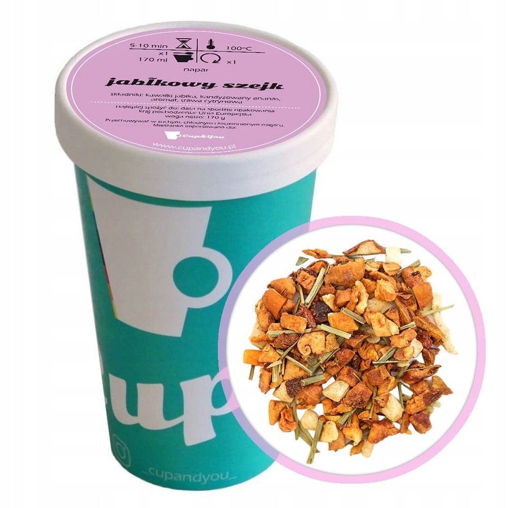 Liściasta sypana herbata owocowa JABŁKOWY SZEJK EKO trawa cytrynowa 170g - herbata liściasta sypana mieszanka napar susz