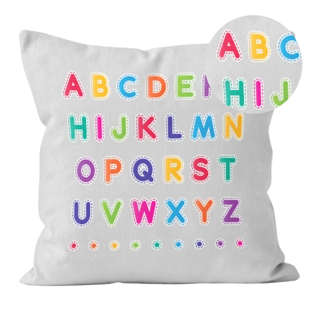 POSZEWKA NA PODUSZKĘ 45x45 DEKORACYJNA DZIECIĘCA DO POKOJU DZIECKA ALFABET