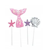 Dekoracje i nakrycia stołu na imprezę - Toppery na tort Syrenka, różowy - miniaturka - grafika 1
