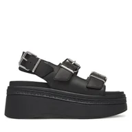 Sandały damskie - Sandały Tommy Jeans Tjw Wedge Sandal EN0EN02774 Czarny - miniaturka - grafika 1