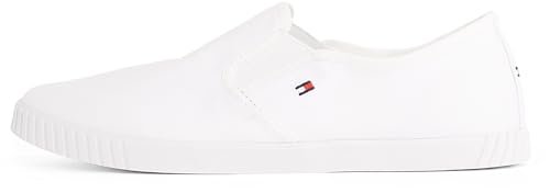 TOMMY HILFIGER Damskie płócienne sznurowane tenisówki Low Top, biały (biały), 3,5 UK, biały, 36 EU