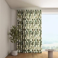 Zasłony - Zasłona na taśmie marszczącej 1 szt., brązowo-pomarańczowe liście na szarym lnianym tle, Gardenia - miniaturka - grafika 1