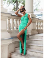 Sukienki - Dopasowana maxi sukienka na jedno ramię PEARLY - miętowa - Magmac - miniaturka - grafika 1