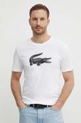 Koszulki męskie - Lacoste t-shirt męski kolor beżowy - miniaturka - grafika 1