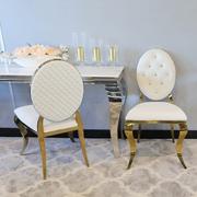Krzesła - Krzesło Ludwik II Gold glamour white z przeszyciami - złote krzesła pikowane kryształkami - miniaturka - grafika 1
