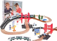 Figurki dla dzieci - Drewniana Kolejka Dla Dzieci Elektryczny Pociąg 42 Elementy Hbe-0199 - miniaturka - grafika 1