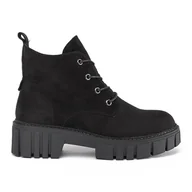 Botki damskie - Czarne wiązane botki zamszowe Sergio Leone - miniaturka - grafika 1