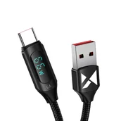 Kable USB - Kabel USB A - USB C Wozinsky WUACC1 z wyświetlaczem 66W 6A 1m - czarny - miniaturka - grafika 1