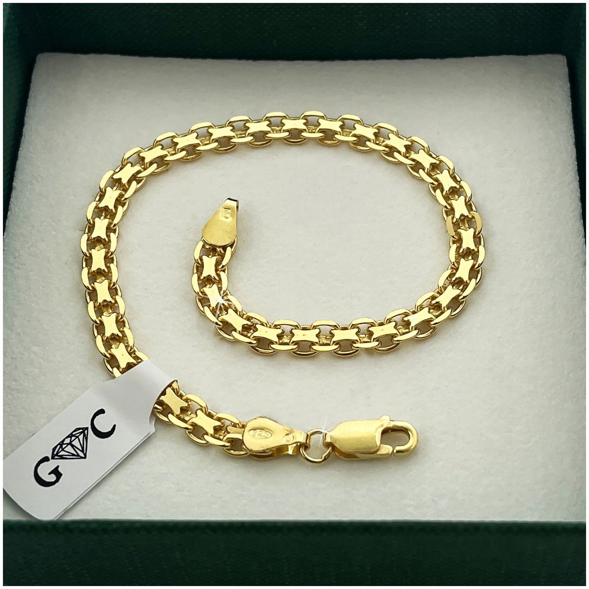 BRANSOLETKA ZŁOTA MĘSKA 925/585 SREBRO BISMARK 22cm/5mm + GRAWER + Y