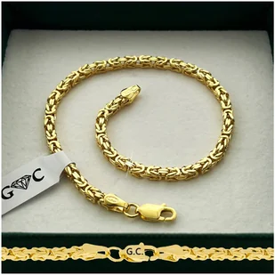 ZŁOTA BRANSOLETKA MĘSKA 925/585 SREBRO SPLOT KRÓLEWSKI 18cm/2,8mm + Y - Bransolety męskie ZŁOTA BRANSOLETKA MĘSKA 925/585 SREBRO SPLOT KRÓLEWSKI 18cm/2,8mm + Y - Bransolety męskie - miniaturka - grafika 1