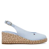 Espadryle damskie - Espadryle Tommy Hilfiger Hemp Slingback Wedge Espadrilles FW0FW09472 Niebieski jasny - miniaturka - grafika 1