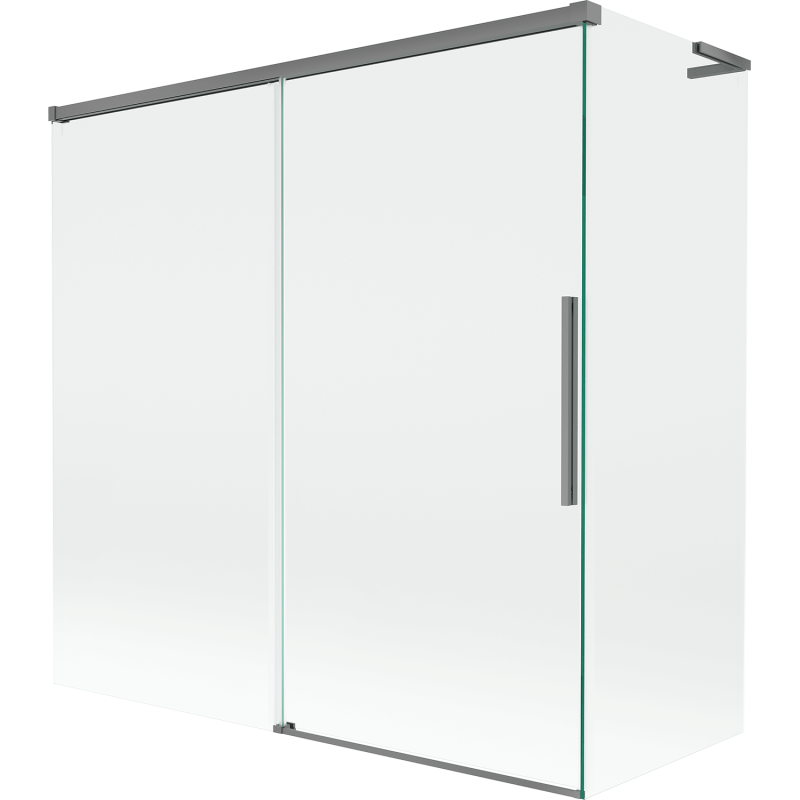 Mexen Rox L parawan nawannowy 2-skrzydłowy rozsuwany 160 + 70 x 150 cm, transparent, gun metal - 8C9L-160-070-95-00