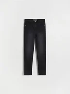Spodnie i spodenki dla dziewczynek - Reserved - Jeansy slim super high waist - czarny - miniaturka - grafika 1