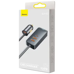 Baseus Share Together ładowarka samochodowa 3x USB / USB Typ C 120W PPS Quick Charge Power Delivery szary (CCBT-B0G) - Ładowarki samochodowe - miniaturka - grafika 5