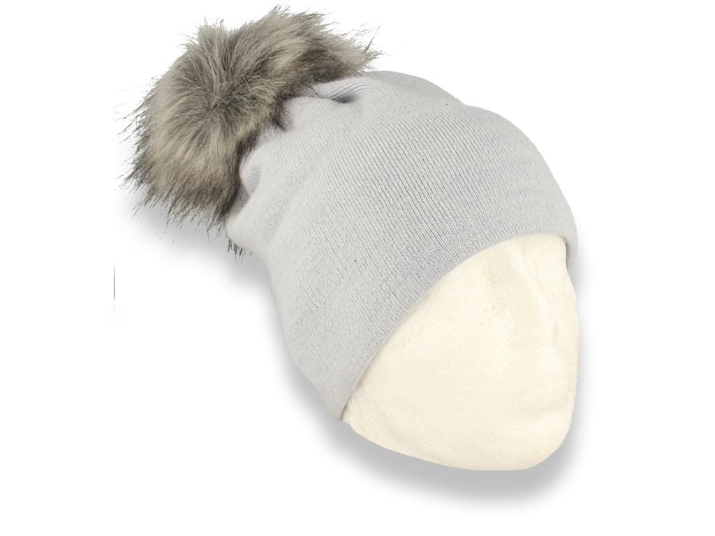 Czapka zimowa z pomponem polska produkcja niebieska