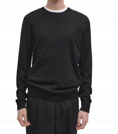 JACK&JONES CZARNY SWETER MĘSKI Z OKRĄGŁYM DEKOLTEM BAWEŁNIANY XL J9A