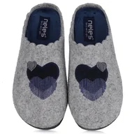 Kapcie damskie - Pantofle damskie hiszpańskie Neles T80-27333 GRIS R.37 - miniaturka - grafika 1