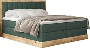 DomoHome Łóżko na sprężynach skrzyniowych Łóżko do sypialni Idealne do Twojej sypialni Luksusowe łóżko tapicerowane, rozmiar: 180x200x65cm, model: Alma, kolor: ciemnozielony - Łóżka - miniaturka - grafika 1