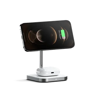 Satechi Ładowarka Indukcyjna 2w1 - Srebrna - Ładowarki do telefonów - miniaturka - grafika 5