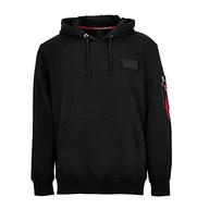 Bluzy męskie - ALPHA INDUSTRIES Męska bluza z kapturem Red Stripe Hoody, czarny, M - miniaturka - grafika 1