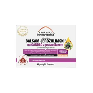 Produkty Bonifraterskie Balsam Jerozolimski na gardło z prawoślazem suplement diety 32 szt. - Przeziębienie i grypa - miniaturka - grafika 1