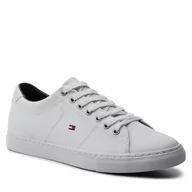 Sneakersy damskie - TOMMY HILFIGER Sneakersy Essential Leather Sneaker FM0FM02157 White 100 - miniaturka - grafika 1